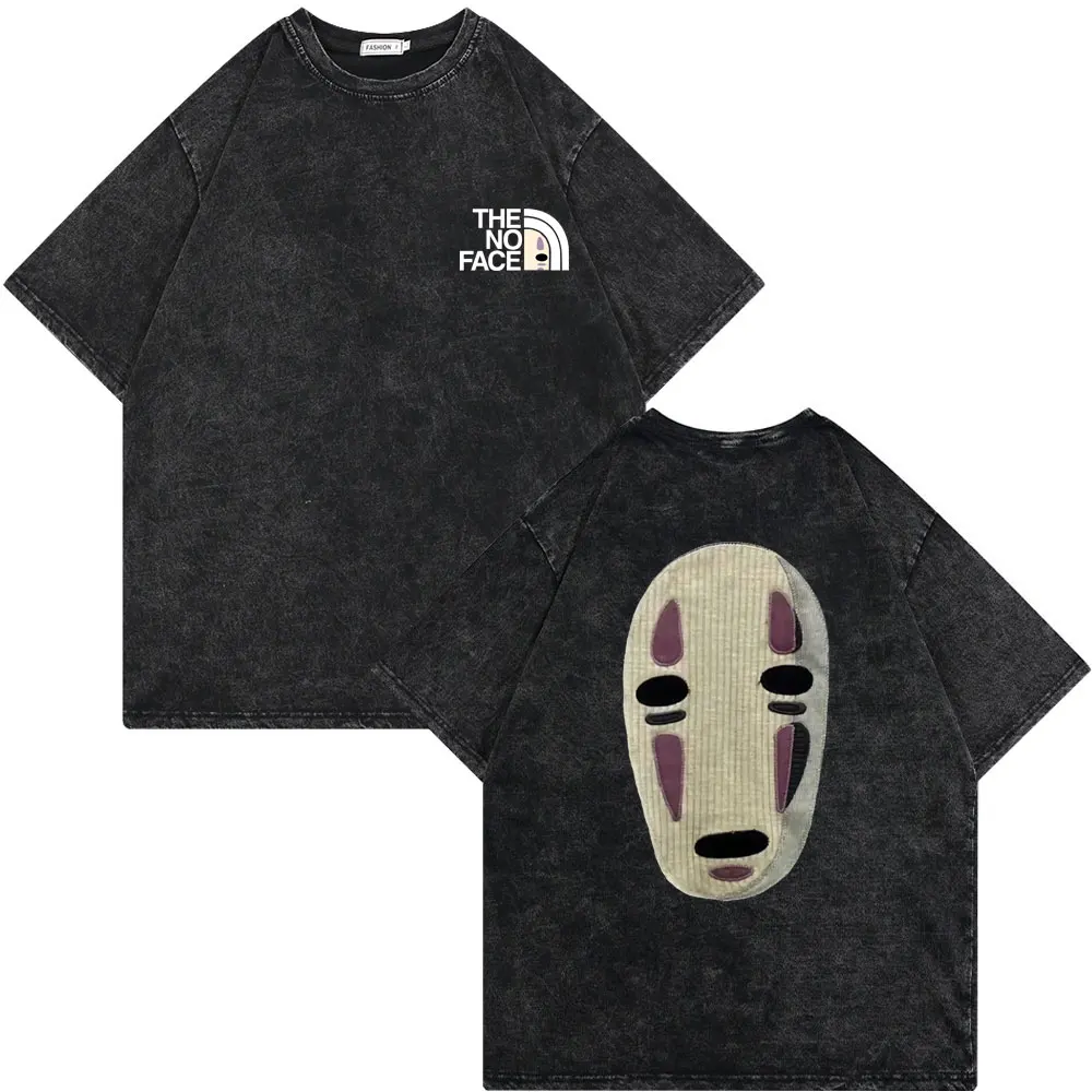 

Anime No Face Man Graphic Printed T Shirts 90s Unisex Japanese Manga Casual Tshirt Men Women Summer Wash Vintage Black T-shirts