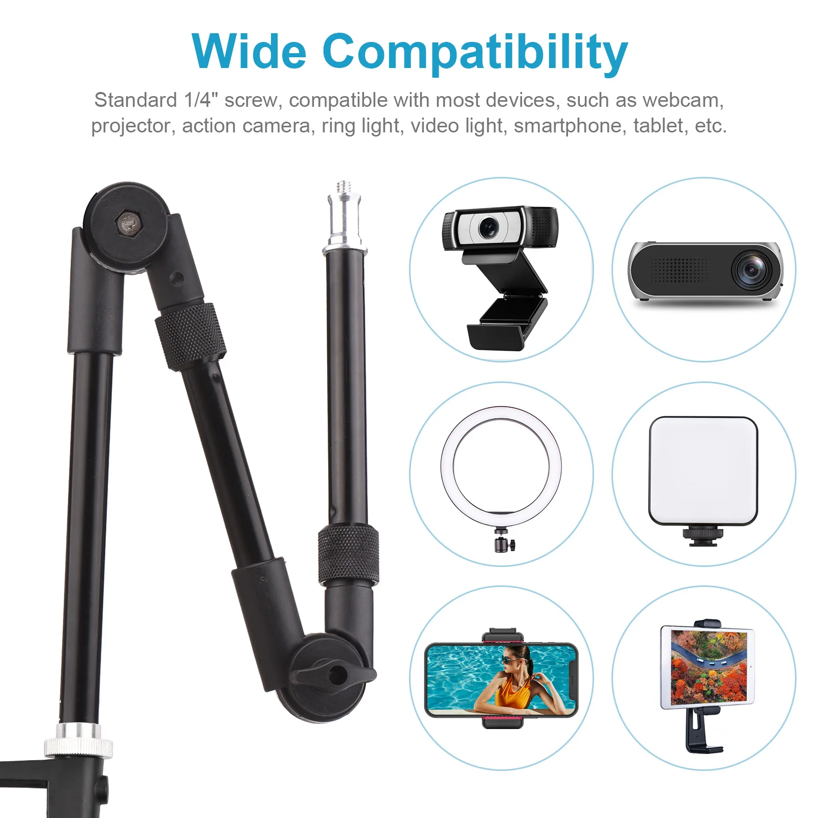 Гибкая Складная Настольная подставка Andoer металлический кронштейн с резьбовой