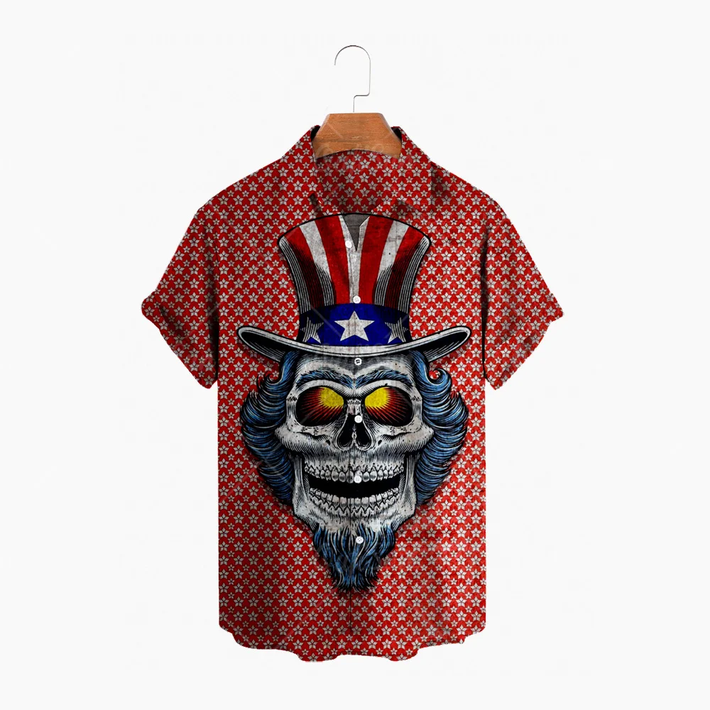 

Гавайская рубашка Camisa, модная мужская гавайская рубашка с американским флагом, мужская повседневная Пляжная рубашка алохи с цветным принто...
