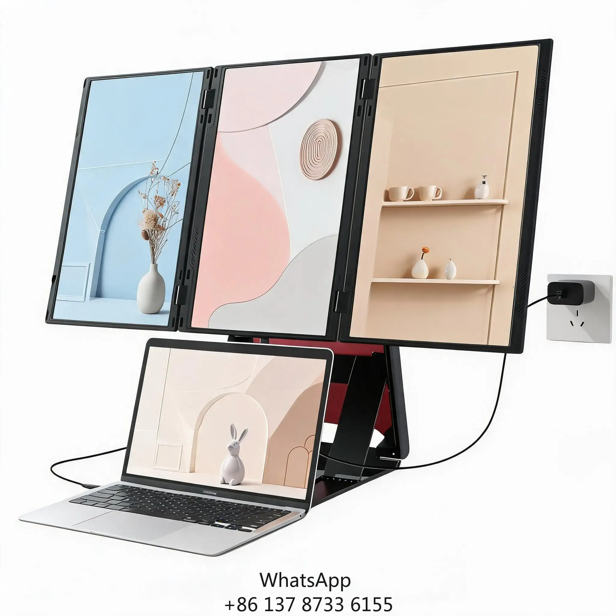 Фото Монитор-тройник с одним кабелем USB-C, IPS-дисплеем 15,6 дюйма, вращающийся, для установки в открытую раму, расширитель экрана ПК №1