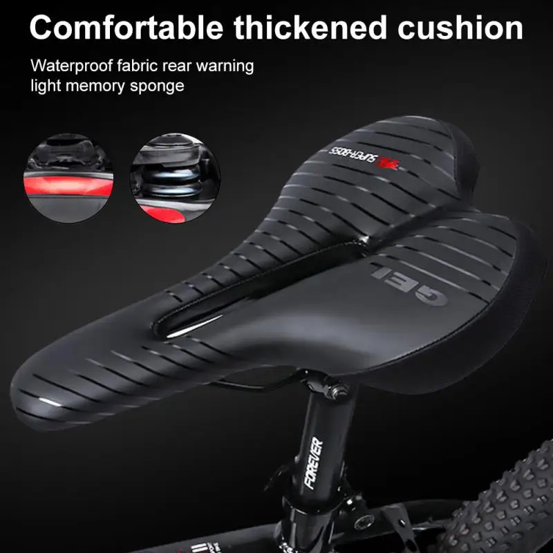 

Bicycle Saddle MTB Mountain Road Bike Seat PU Leather Gel Filled Shockproof Bicycle Cushion With Cycling Tail Light Bike Saddle