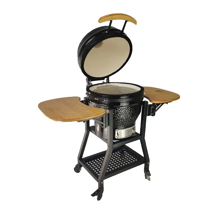 Яйцевой гриль Kamado Открытый для барбекю Сверхмощная угольная бочка Стойка гриля