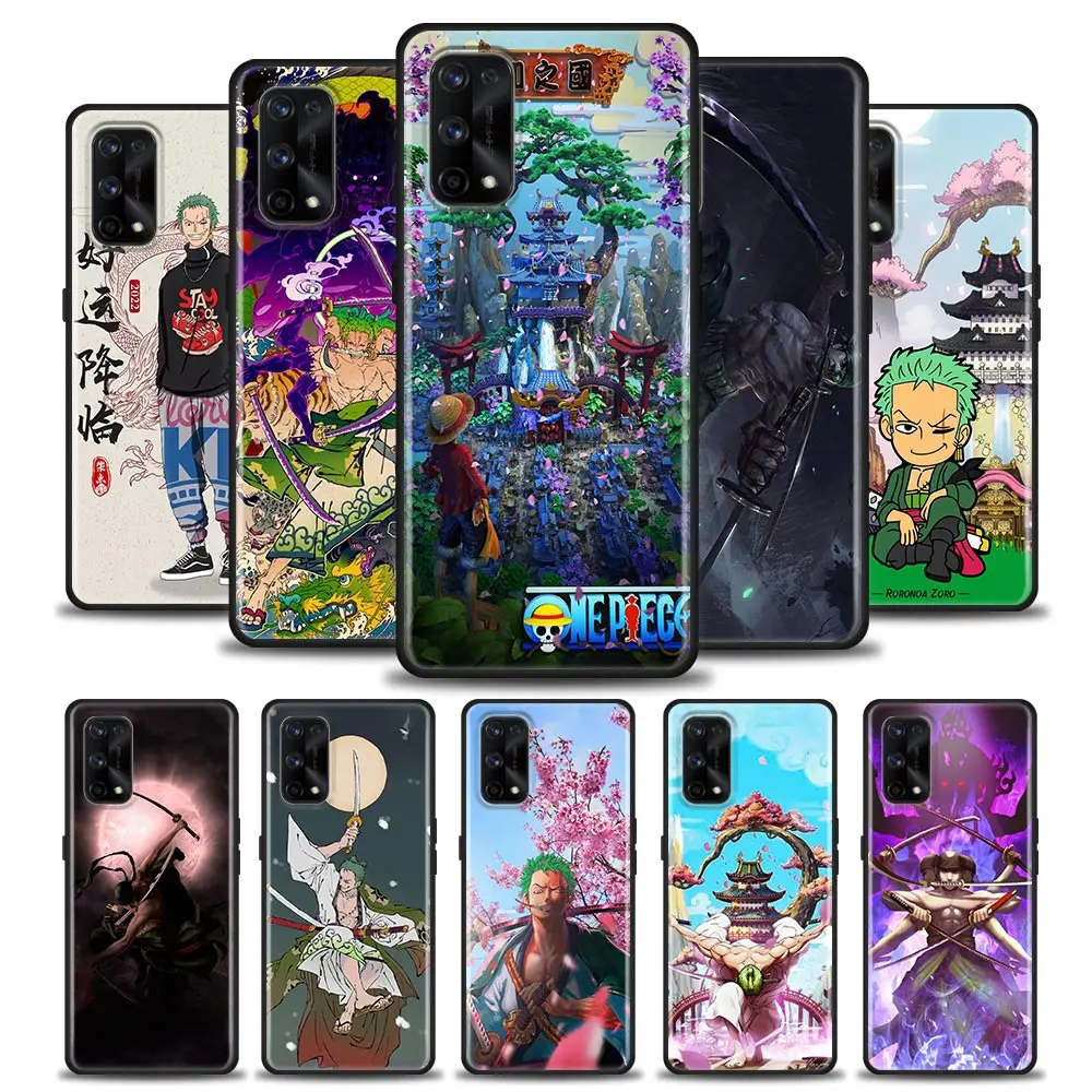 

One Piece Retro Style Silicone Phone Case For Oppo Realme 5 5i 5s 6i 6 7 7i 8 8i 9 9i 5g Pro XT Black TPU Cover Zoro Anime Cases