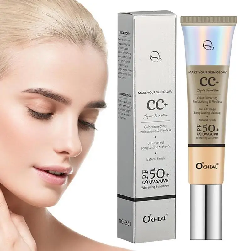 

CC Cream With SPF 50 Hydrating 3 In 1 SPF 50 Sunscreen Foundation Concealer Lightweight Foundation Moisturizing Brightening Face