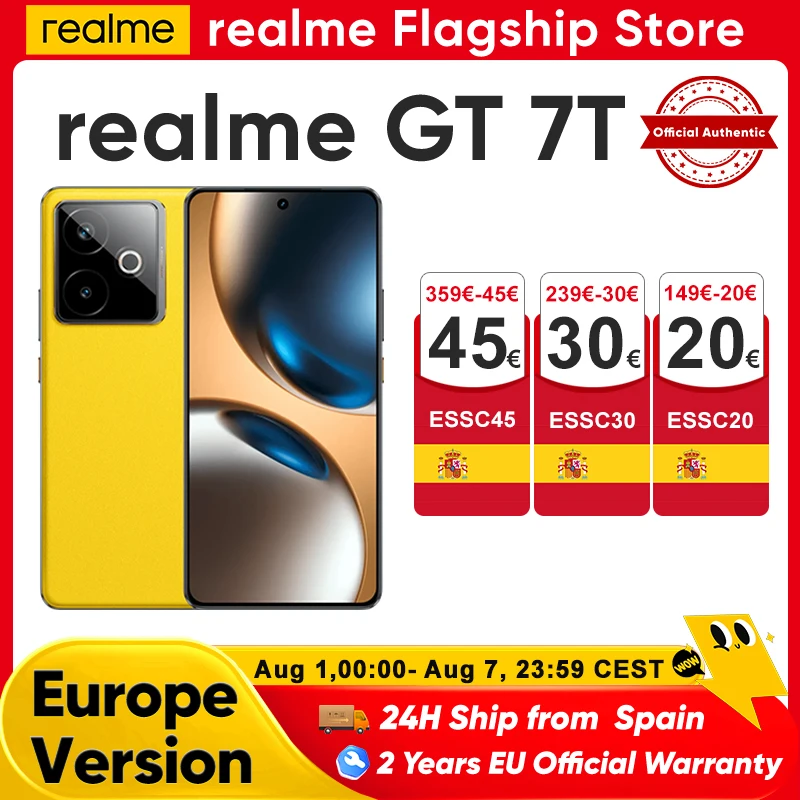 Realme Gt 7t 5g Smartphone New Mediatek 8400-Max, 7000 Mah Titan Battery, 120W Ultra-Fast Charging and 6.8-Inch 120Hz Display. Global Version