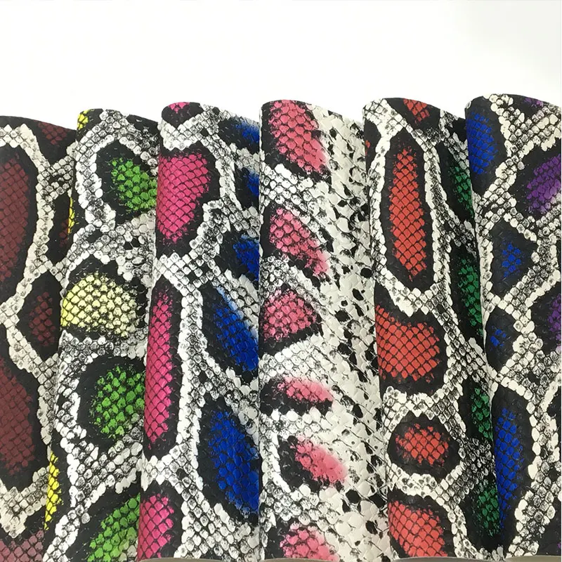 Купи Multicolored Snake Skin Grain Embossed PU Vinyl Printed Faux Leather Fabric Sheet for Shoe/Bag/Wallet/DIY Accessories 30*135CM за 1,690 рублей в магазине AliExpress