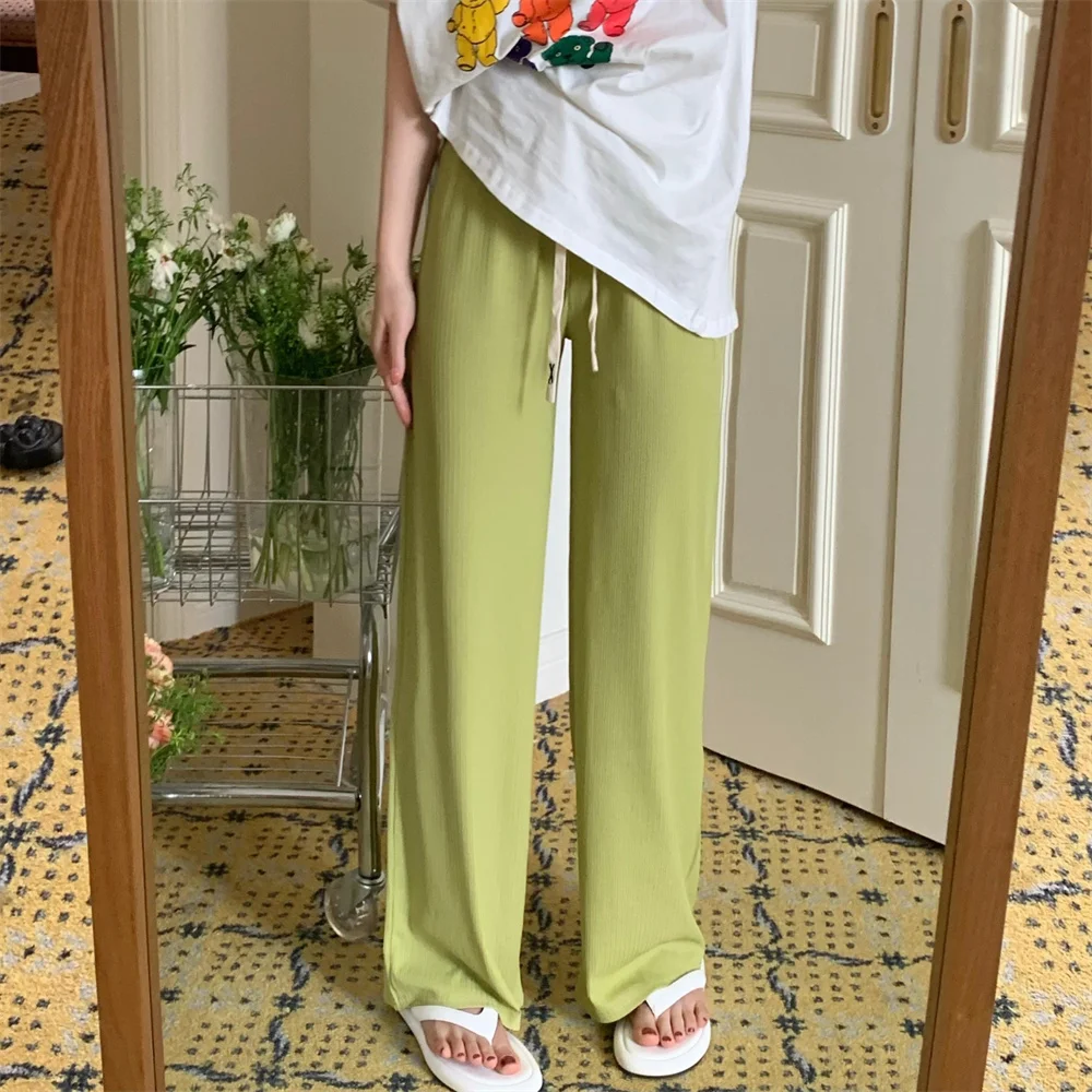 

Удобные однотонные женские длинные брюки HziriP, новинка, эластичная талия, 2022, Офисная Мода, широкие свободные Узкие повседневные шикарные бр...