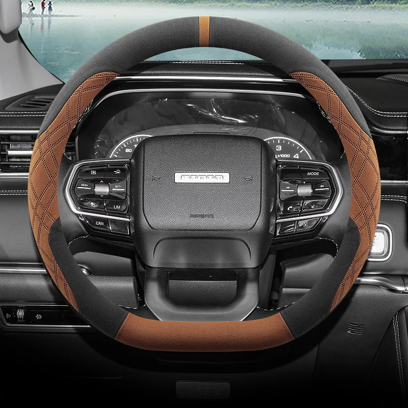 

Для Foton Mars7 Mars 9, автомобильный чехол на руль, замшевые ультратонкие нескользящие дышащие чехлы на ручки, всесезонные