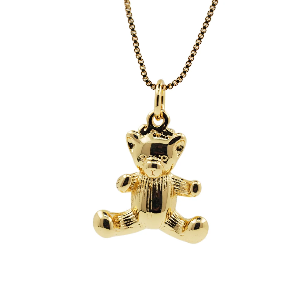 

Classic Bear CZ Cubic Zirconia Gold Plated Copper Charms Pendant Hip Hop Jewelry For Necklace Making Accessories