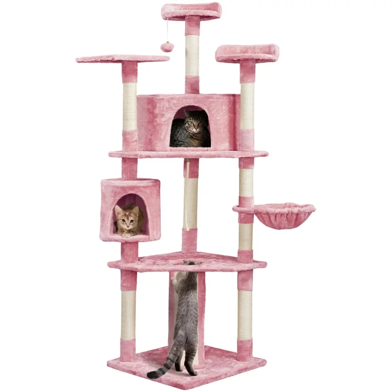 79" Multilevel Large Cat Tree Condo Tower, Pink