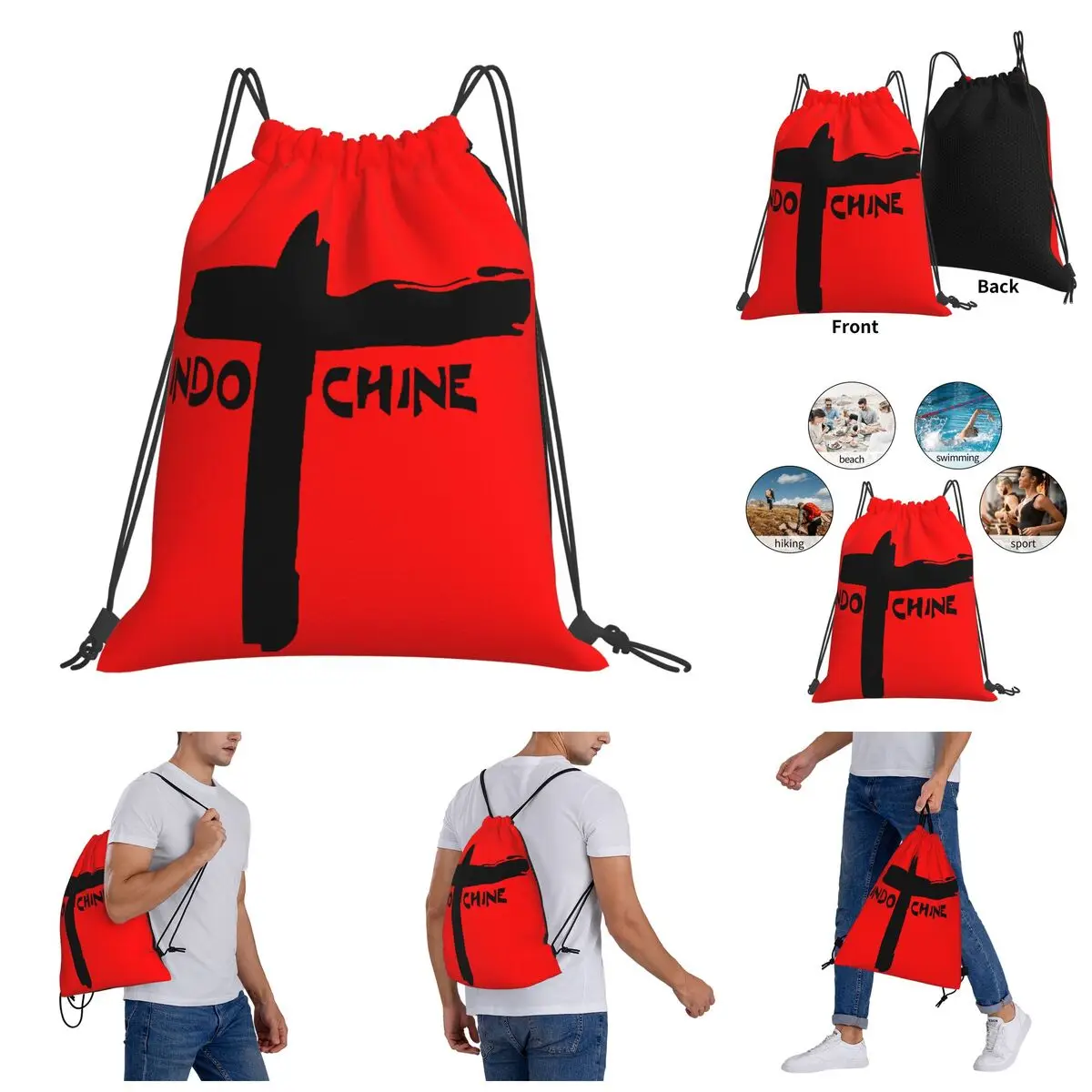

Indochine Band Pop Rock Drawstring Bags Gym Bag Casual Graphic Backpack Casual Field pack