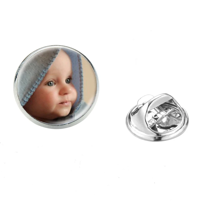 

10pcs Personalized Custom Photo Badges Printed Company Logo Text Picture Lover Family Member Photos Glass Dome Brooch Pins Gifts