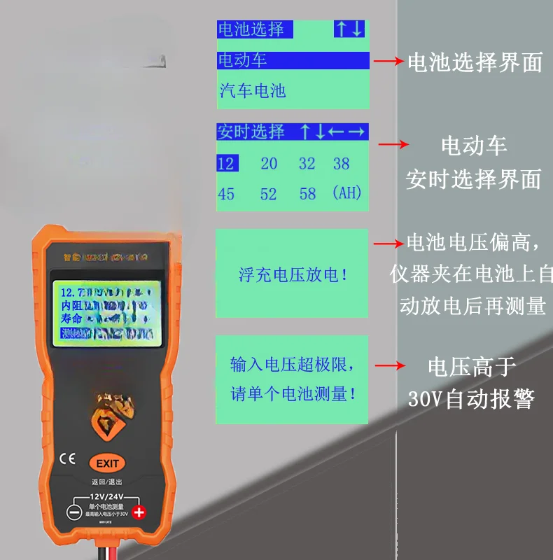 Тестер для автомобильного электромобиля 12/24 в срок службы батареи внутреннее
