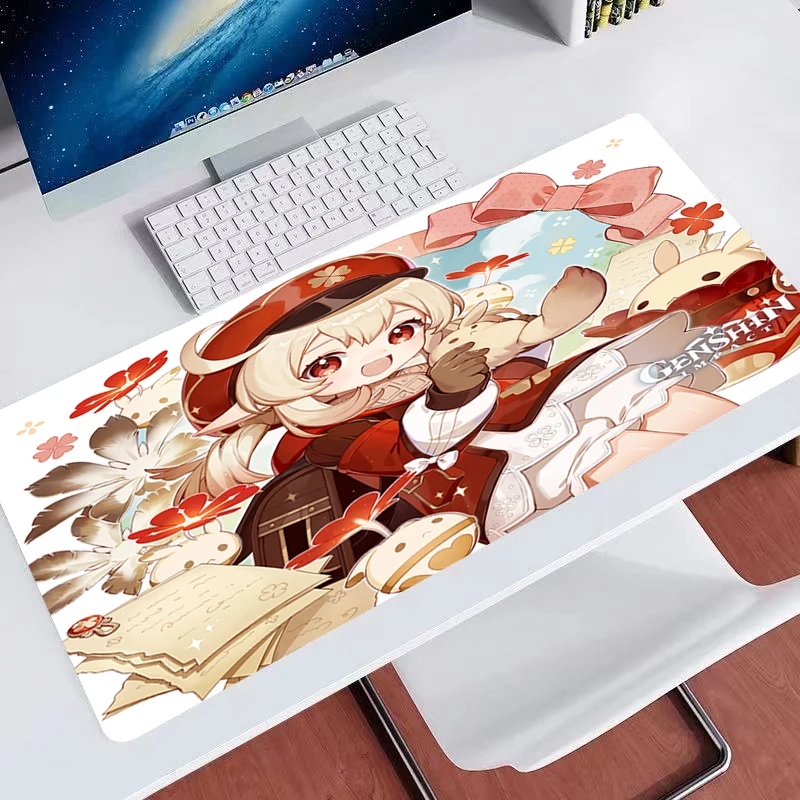 

Игровой коврик для мыши Klee Genshin, Противоскользящий коврик для мыши для ноутбука, аксессуары для компьютеров и офисов, Настольный коврик, кру...