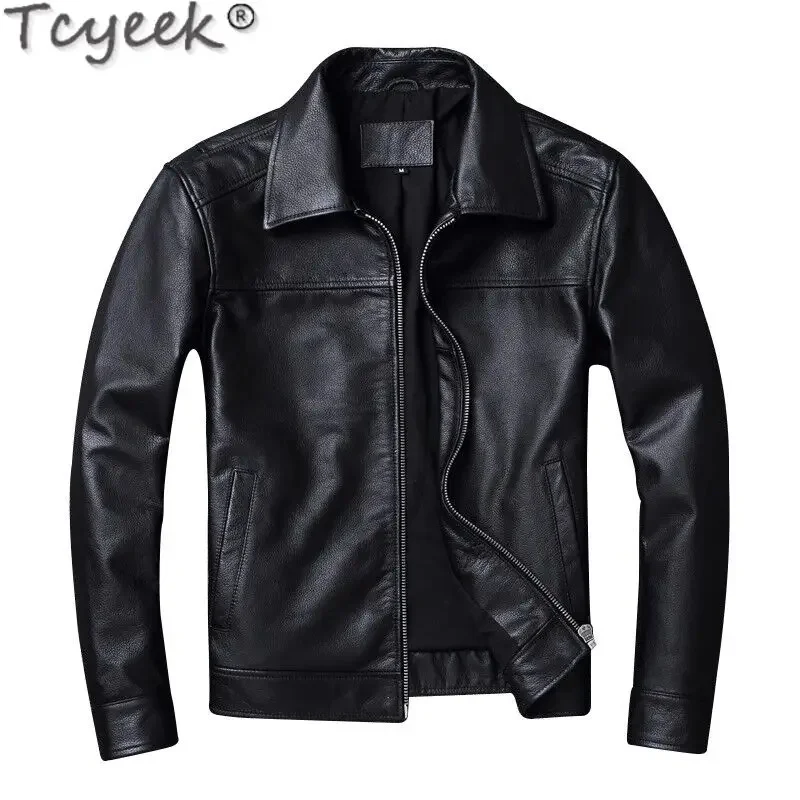Осенняя модная повседневная байкерская куртка из натуральной воловьей кожи с