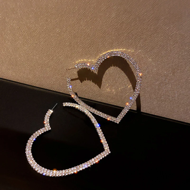 

Moda Długi Tassel Pełny Kryształ Górski Spadek Kolczyki Dla Kobiet Bijoux Błyszczący Kryształ W Kształcie Serca Dynda Kolczyki