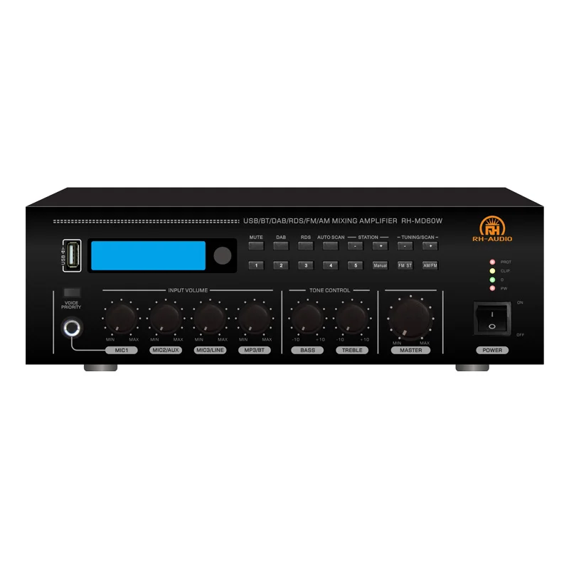 

RH-AUDIO 70V 100V аудио микшер усилитель с USB BT FM DAB +