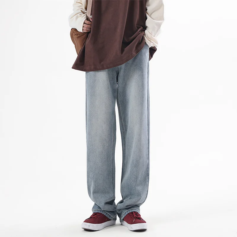 Blue Black Baggy Jeans Men Fashion Retro Harajuku Straight Jeans Men Streetwear Hip-hop Loose Denim Pants Mens Trousers M-2XL