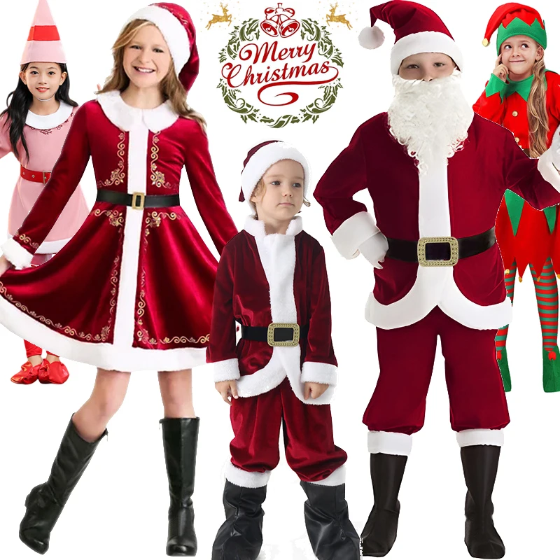 

2024 Children's Santa Claus Baby Xmas Clothes Sets Christmas Cosplay Costume Baby Boys and Girls Party Performance Clothings