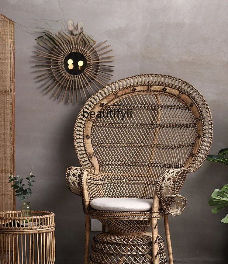 Натуральный ротанговый стул yj B &amp с павлином индонезийский дизайнерский