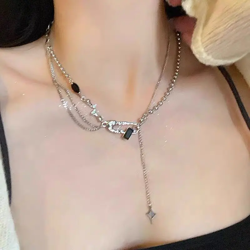 Металлическое ожерелье Kpop с асимметричным штифтом для женщин нишевое