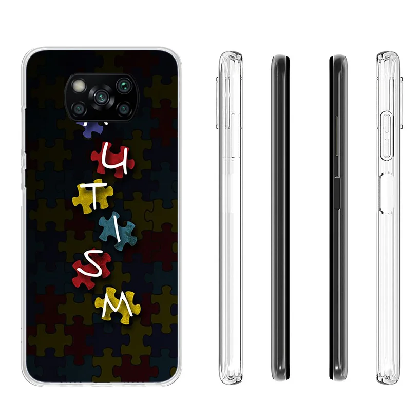 Чехол для телефона с пазлами поддержки аутизма Xiaomi Poco X3 GT X5 X4 Nfc M5S M3 M2 M4 Pro F3 F2 F1 Mi Note