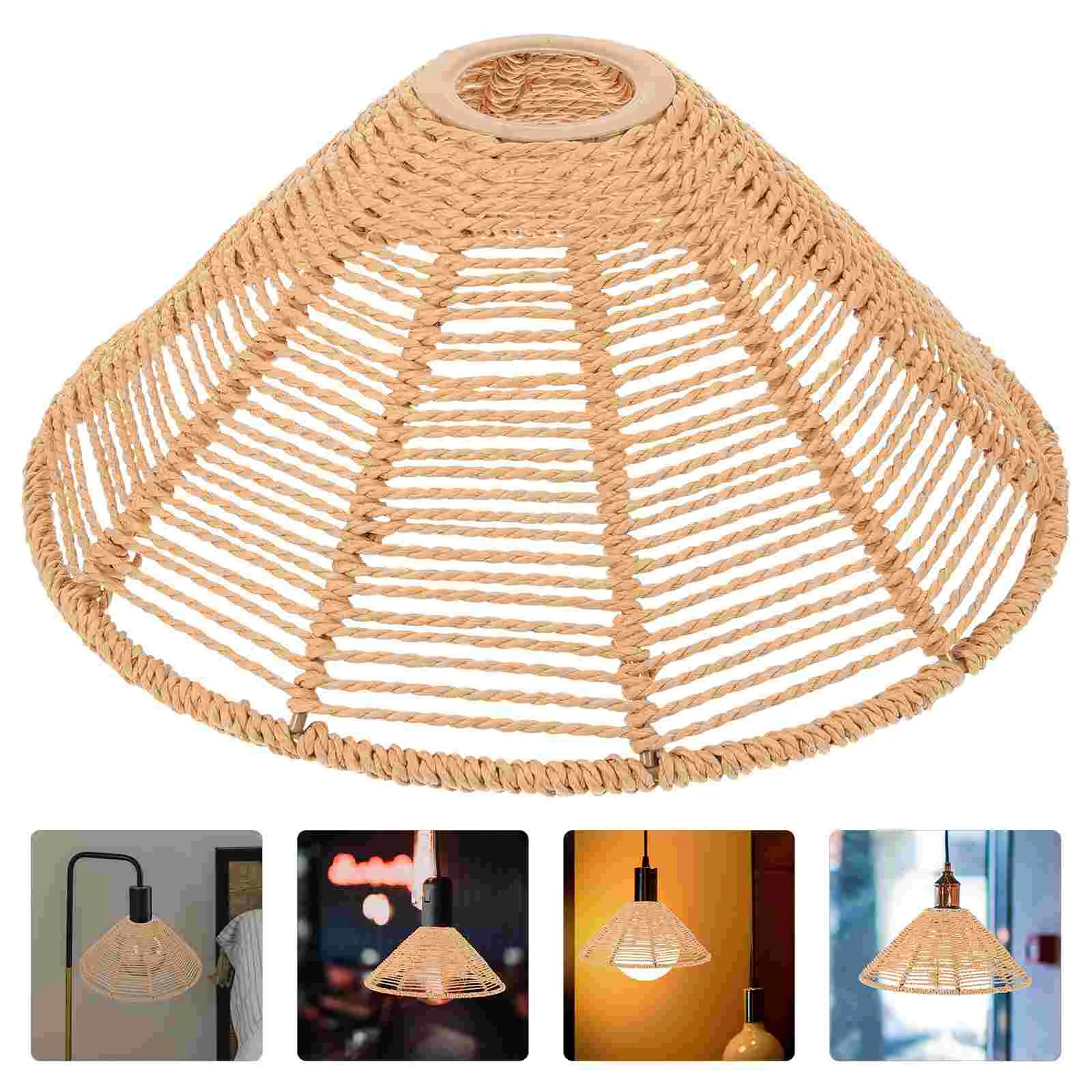 

Bed Room Decor Hand Woven Lamp Shade Manual Chandelier Replacement Lampshade Cotton Rope Shades Bedrooms