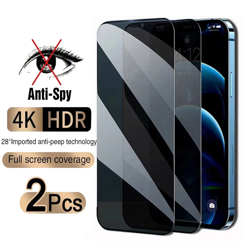 

2 шт Полное покрытие анти-шпионский экран протектор для iPhone 11 12 13 14 Pro MAX конфиденциальности для iPhone 14 11 7 8 Plus XS Max закаленное стекло