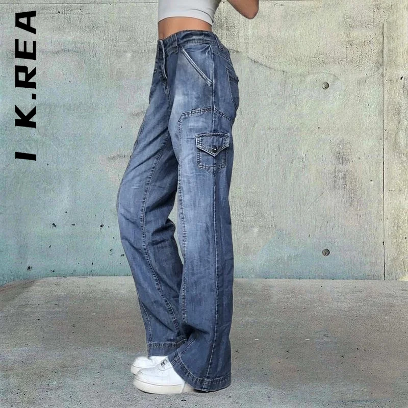 

I K.Rea Denim Pants Women Jeans 2022 Student Loose High Waist Y2k Baggy Large Size Trouser Wide Woman Jeans