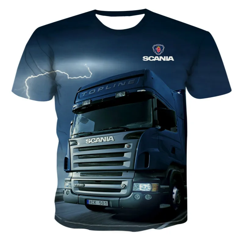 2022 latest men's and women's short-sleeved travel models summer casual fashion t-shirt truck 3d printing round neck pullover |