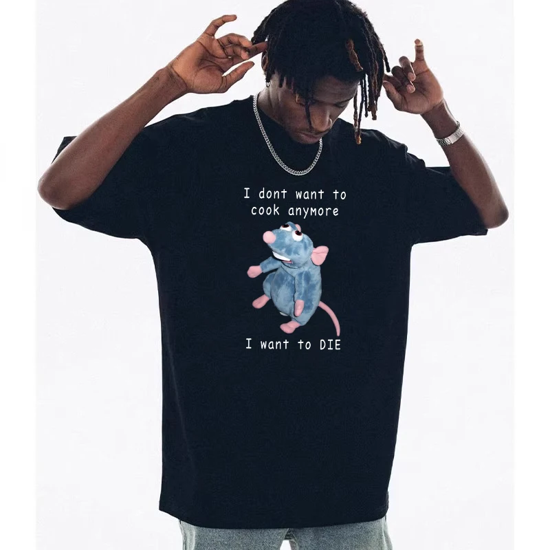 

Hip Hop T-shirt Men's Street Apparel Fun Letter Mouse Print T-shirt 2023 Women's Harajuku Cotton Casual Short Sleeve T-shirt Top