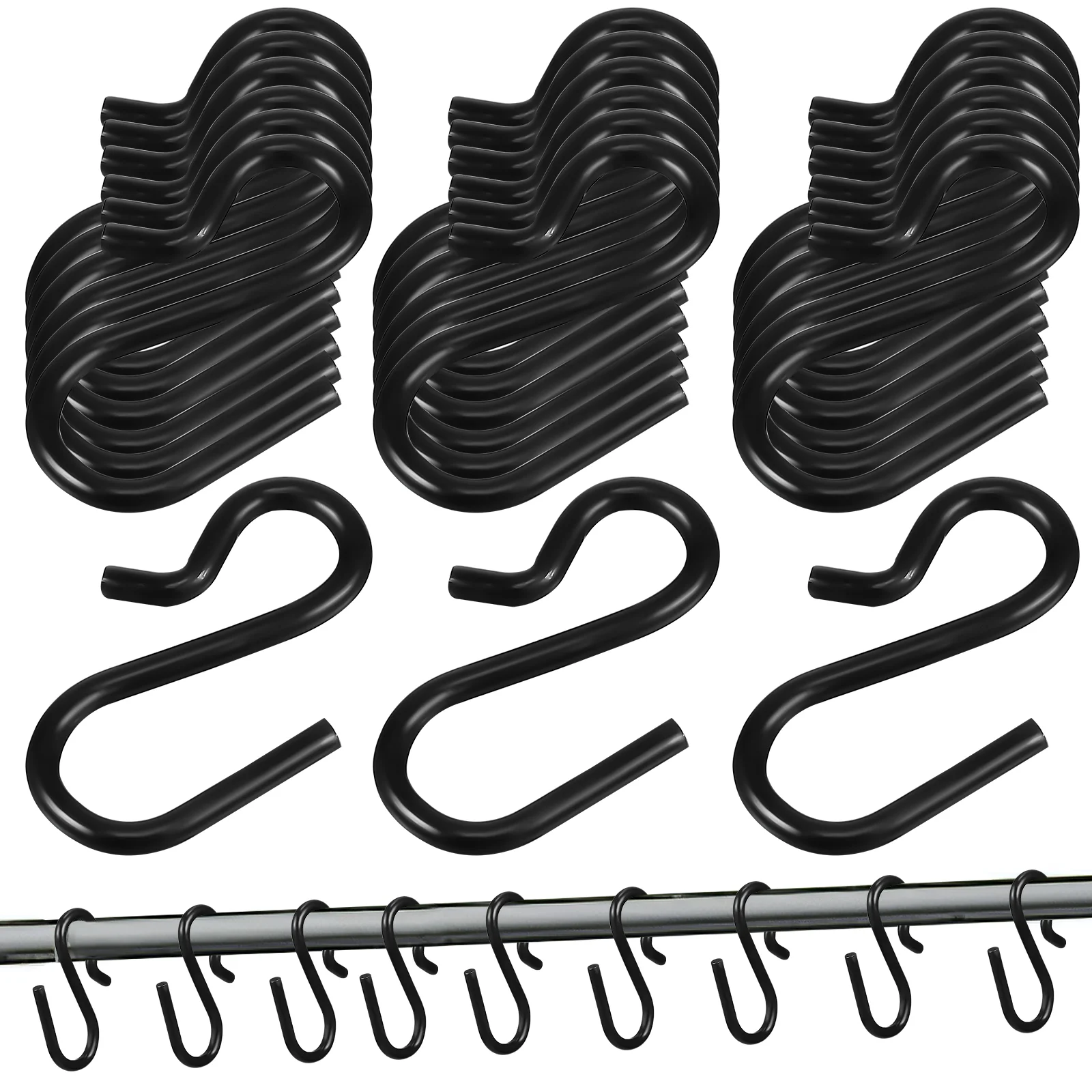 

120 Pcs Hanging Hooks Planter Coat Hanger Heavy Duty Hangers Black Mini Wardrobe Flowerpot Iron Metal