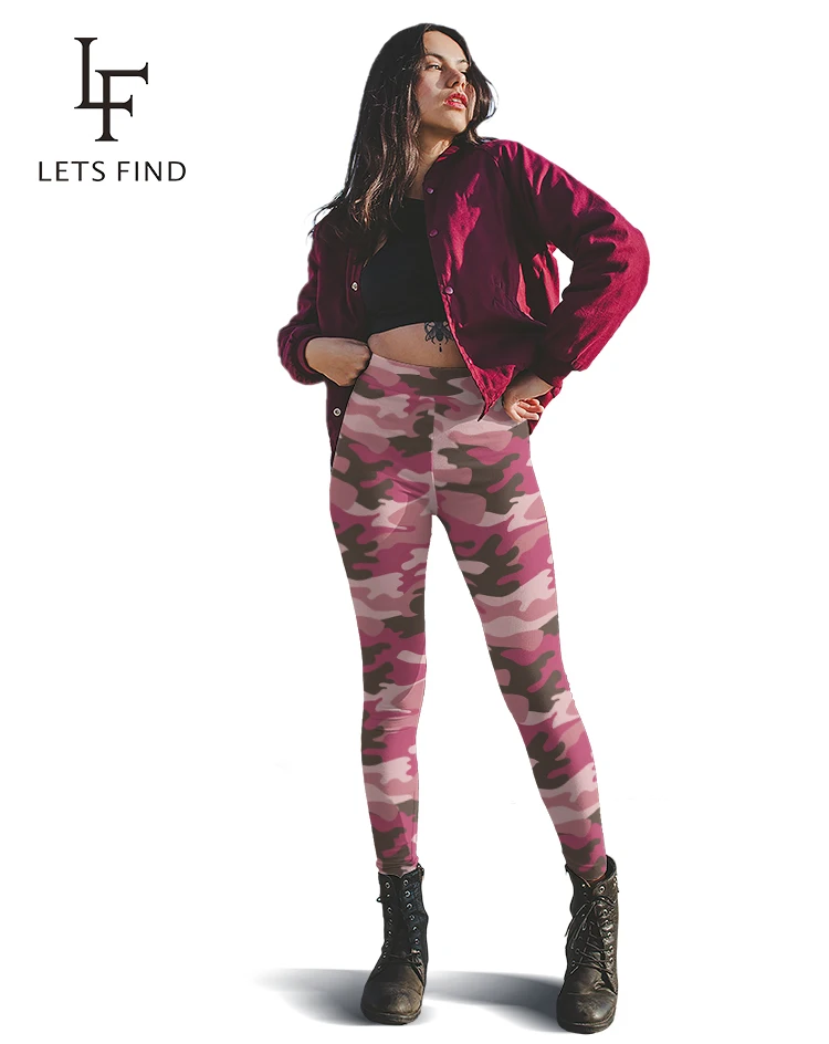 LETSFIND High Waist Women Fitness Leggings Fashion Pink Camouflage Print Comfortable Stretch Leggings