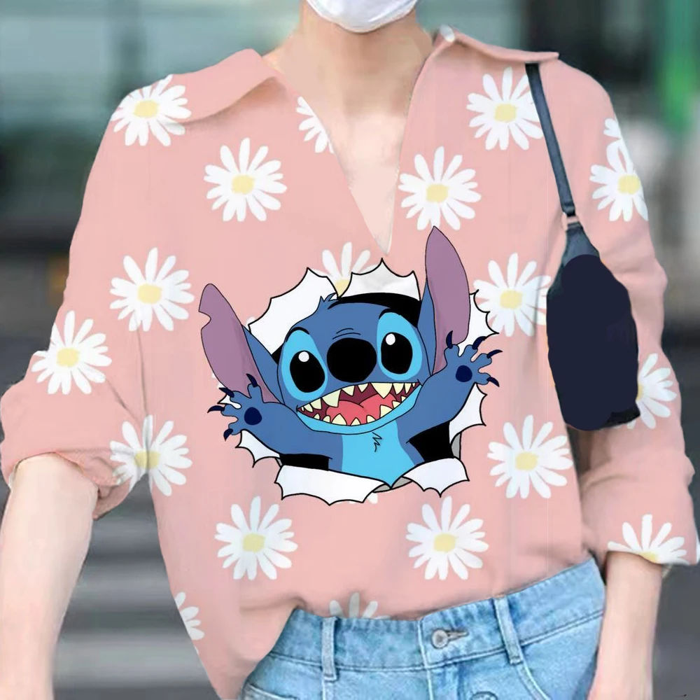 

Футболка-поло женская с V-образным вырезом и принтом