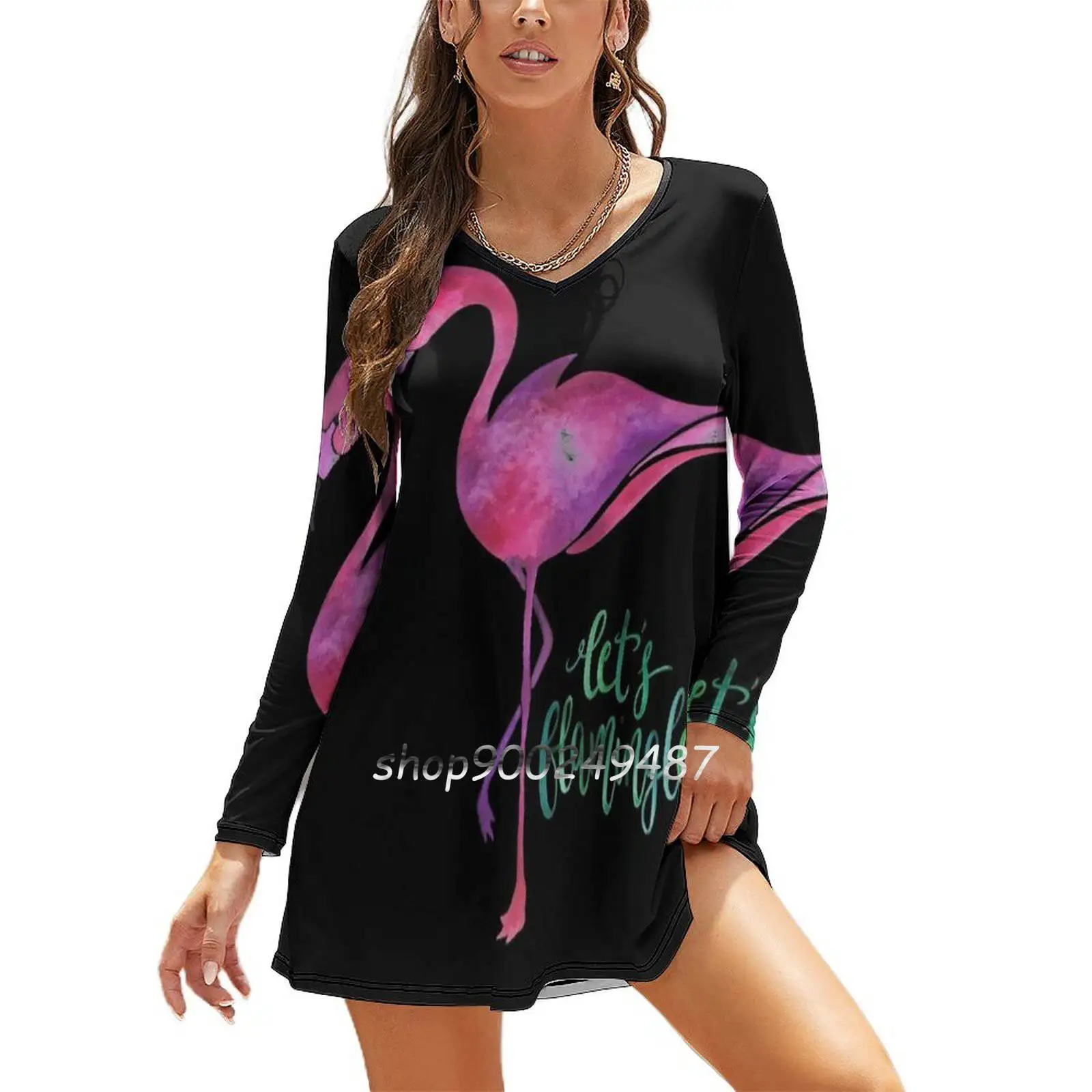 Давайте полумламинго! Женское повседневное мини-платье с высокой талией платья