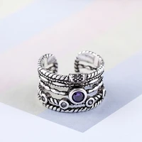 tulx silver color multi layer finger adjustable ring for women exaggerated ins fashion width creative vintage party jewelry
