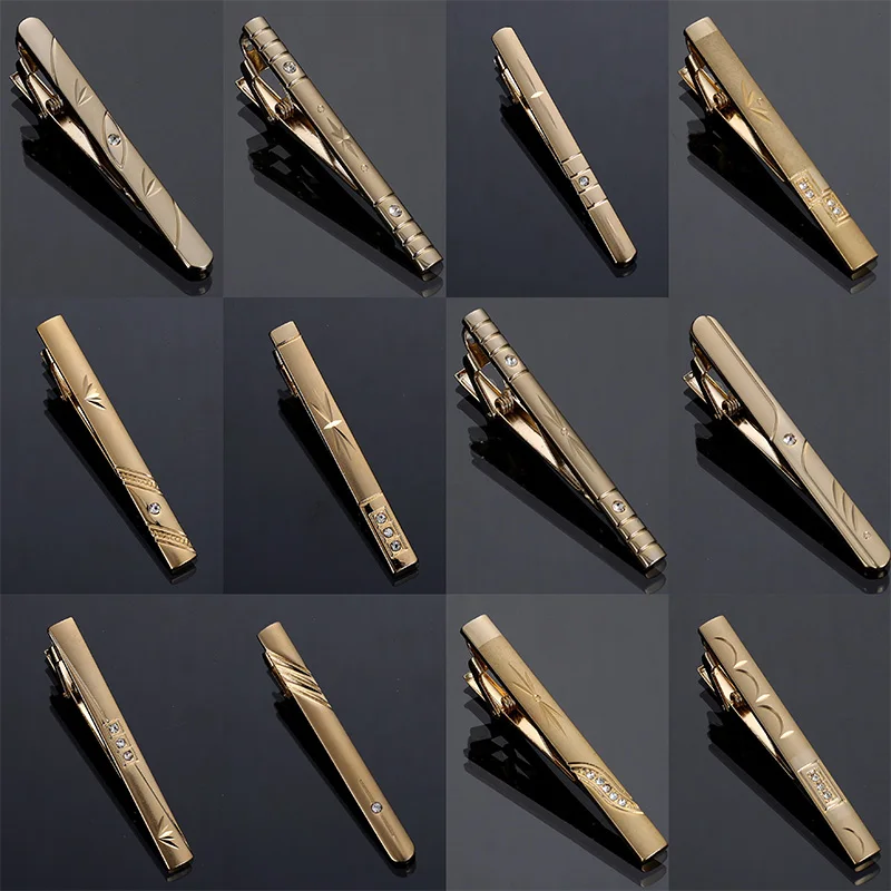 

6CM Copper Men'S Tie Clip Gold Color Metal Accessories Man Wedding Souvenirs Fathers Day Gifts Free Delivery Shipping