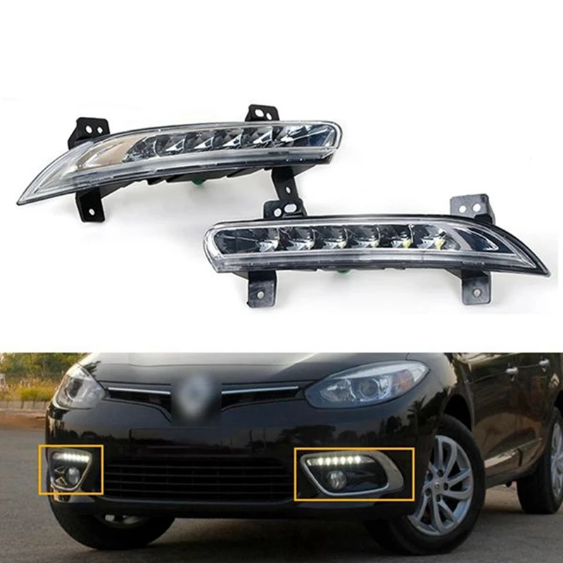 

Передняя светодиодный ная противотуманная фара DRL для Renault Fluence 2014 +, автомобильная фара дальнего света, дневные ходовые огсветильник, бампер...