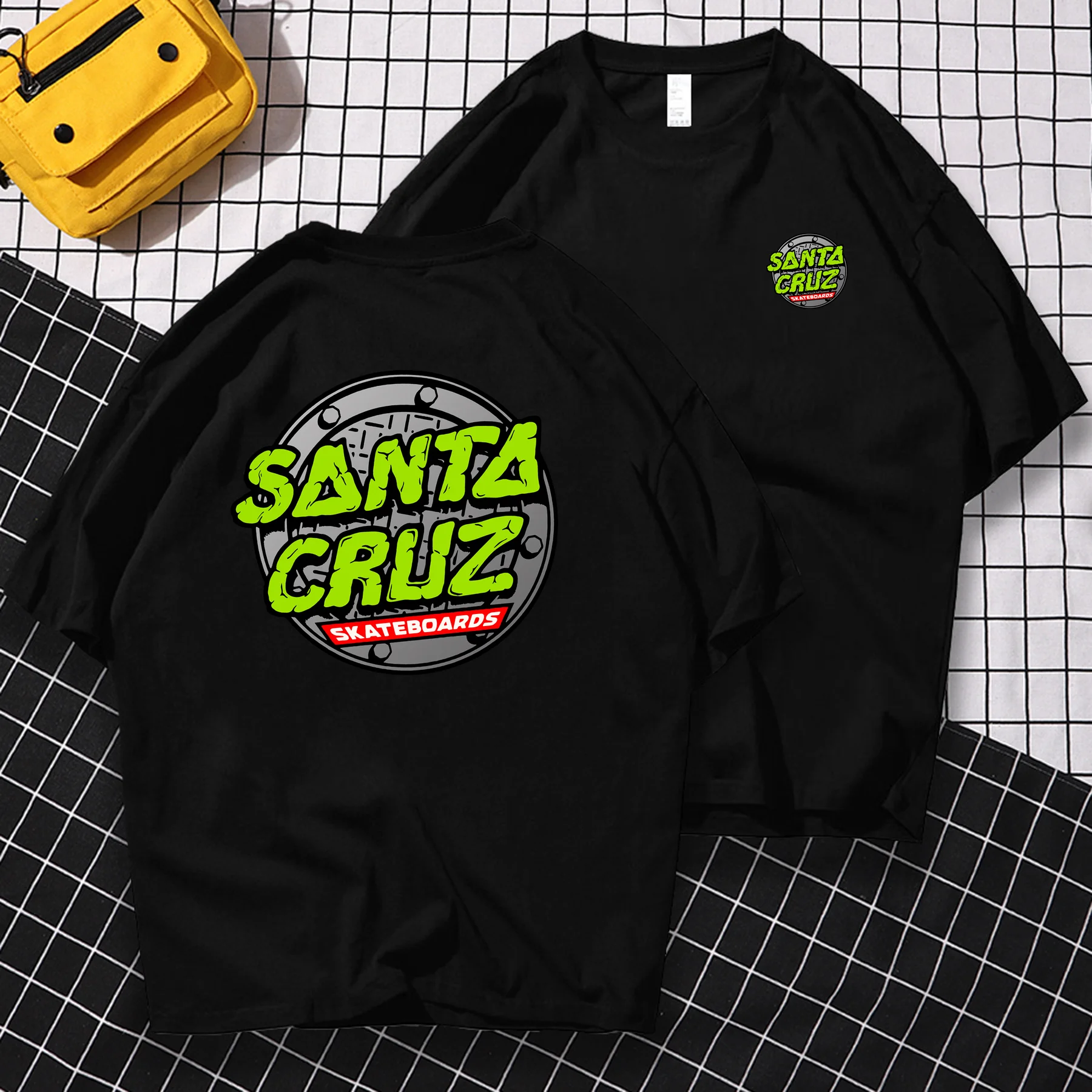 

Amazing Tees Men T Shirt Double-sided Casual Oversized Santa Cruz Skateboards T-shirt Male T-shirts Graphic Short Sleeve S-3XL