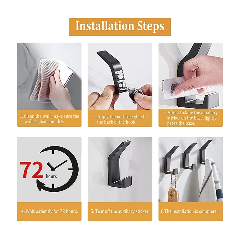 Крючок для банного полотенца 8 упаковок настенный двойной крючок полотенец