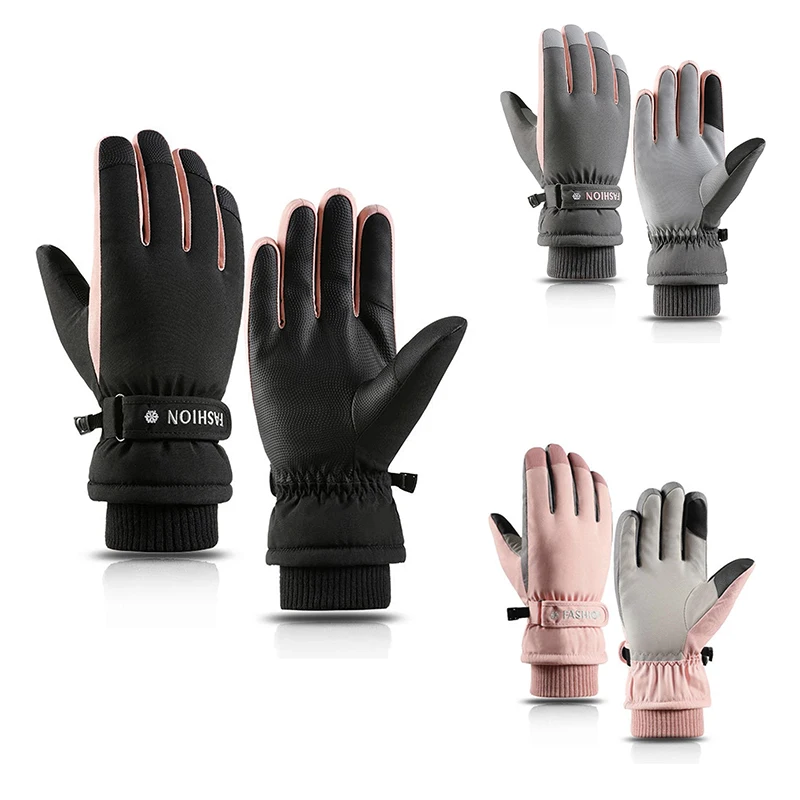 Women Gloves Snow Gloves Winter Gloves Winter Sports Riding Gloves Windproof Thickened Velvet Warm Full Finger Driving Gloves