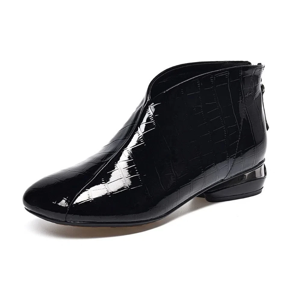 

Patent leather boots ladies black short boot women autumn casual office concise shpes for women boots