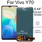 ЖК-дисплей 6,44 ''OLED для Vivo Y70, сенсорный экран с отверстием для отпечатков пальцев, дигитайзер в сборе, замена