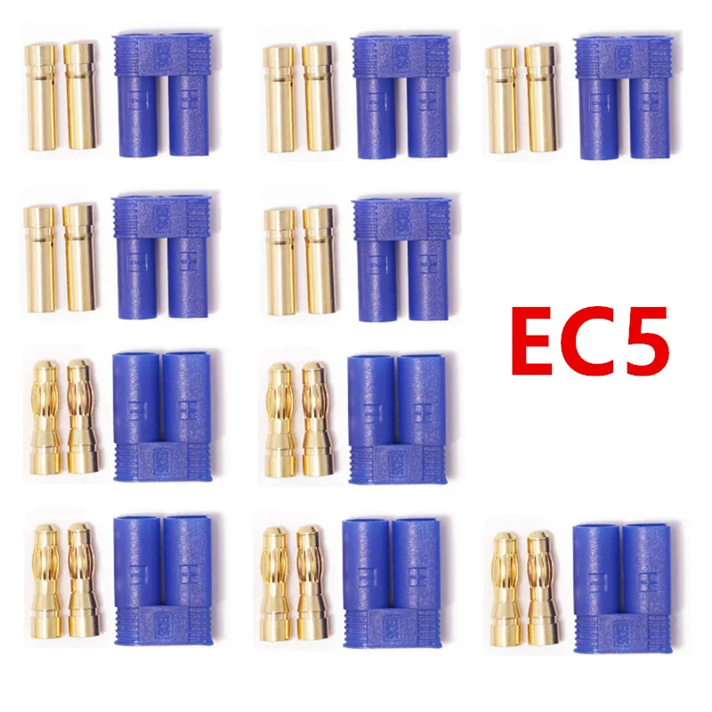 

5Pairs EC5 Connector Banana Plug Bullet Female Male for RC ESC Motor RC Quadcopter FPV Racing Drone Lipo Battery DIY Parts