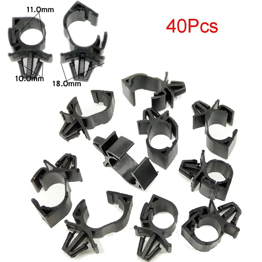 

11.0mm Fastener 40pcs Auto Oil Pipe Car Clamps Fixed Clips Route Tie Universal Wiring Harness Practical Quality