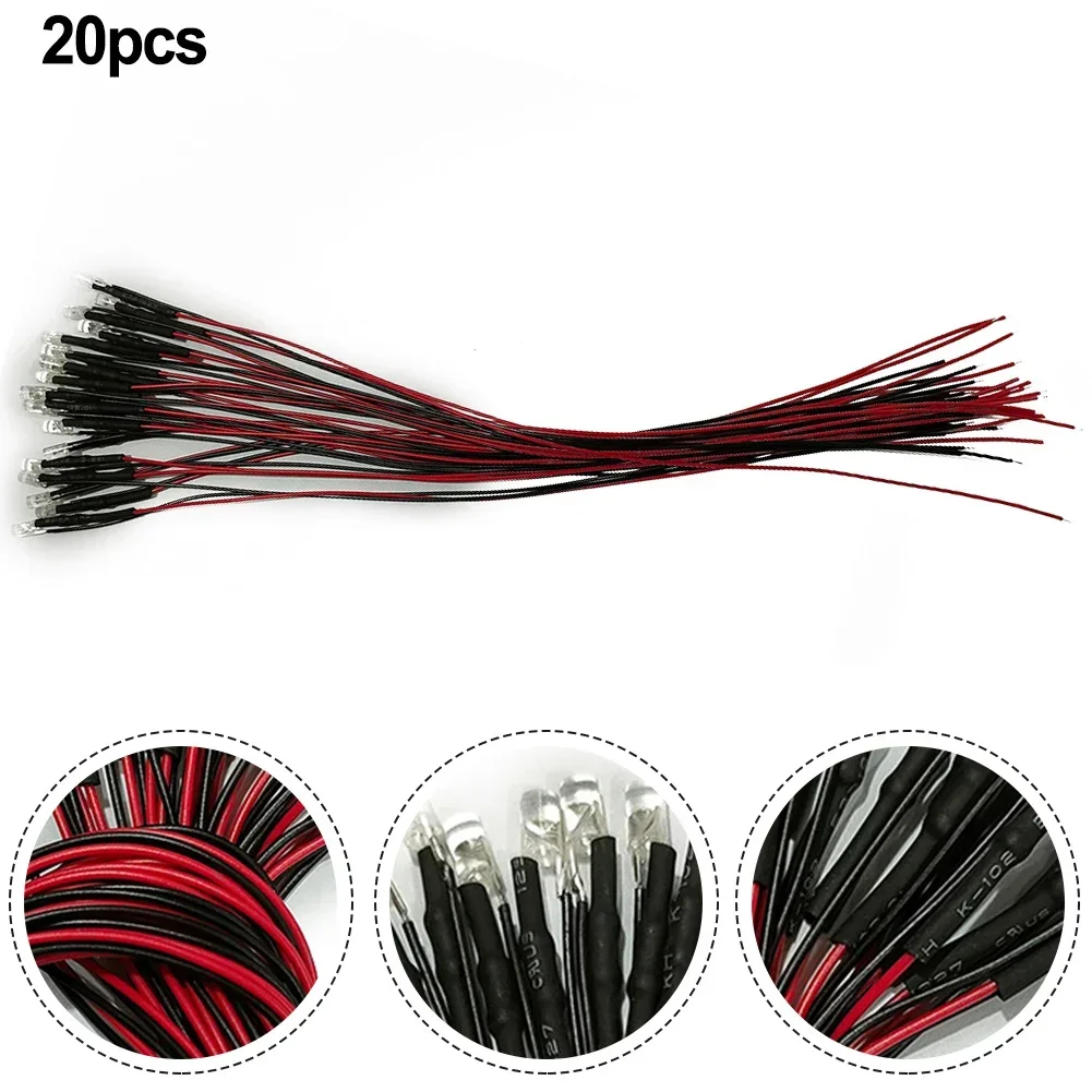 20 шт. предварительно проводной 3 мм теплый белый светодиодный светильник набор 12