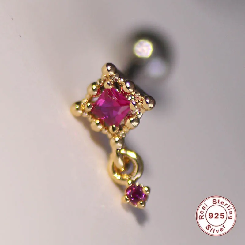 

925 Silver Mini Red Zircon Simple Stud Earrings For Women Fashion Accessories Banquet Party Trend Same Earring Gifts gold silver