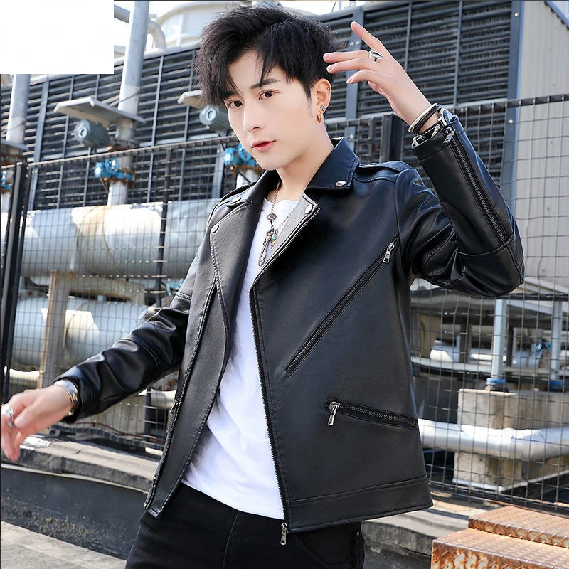 

Men Casual Autumn Winter Leather Jacket Men's PU Faux Black Classic Motorcycle Velvet Thicken Warm Coat Male Suede Homme E402