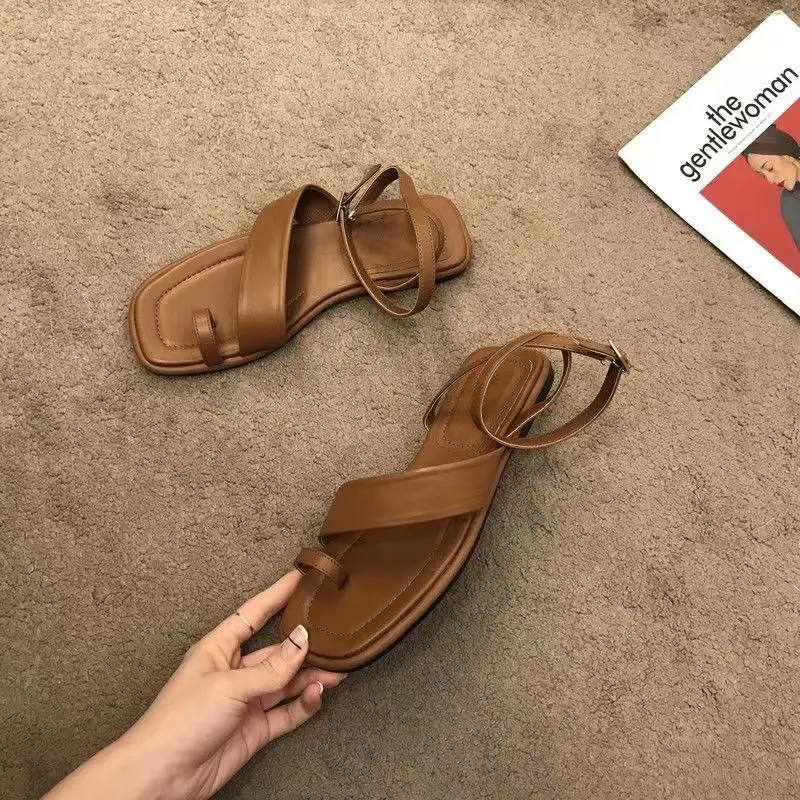 

2023 Summer and Autumn New Fashion Versatile Comfortable Roman Sandals French Retro Flat Sandals Women's Anti slip Shoes