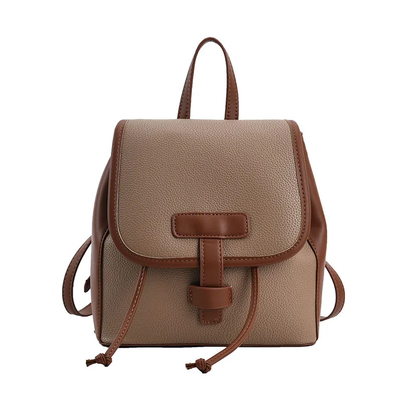 Korean Style Fashion Backpacks for Women Solid Color PU Softback Arcuate Shoulder Strap Bags Lady Simple Casual Shoulder Bag